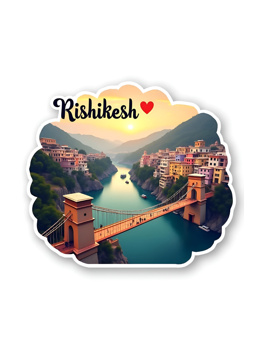 GIFTODAY Yellow & Blue Rishikesh Printed Fridge Magnets
