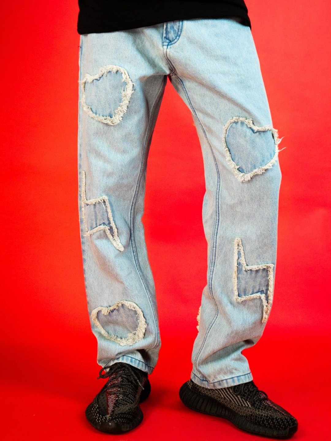 Fear No Man Men Straight Fit Mid-Rise Highly Distressed Light Fade Stretchable Jeans