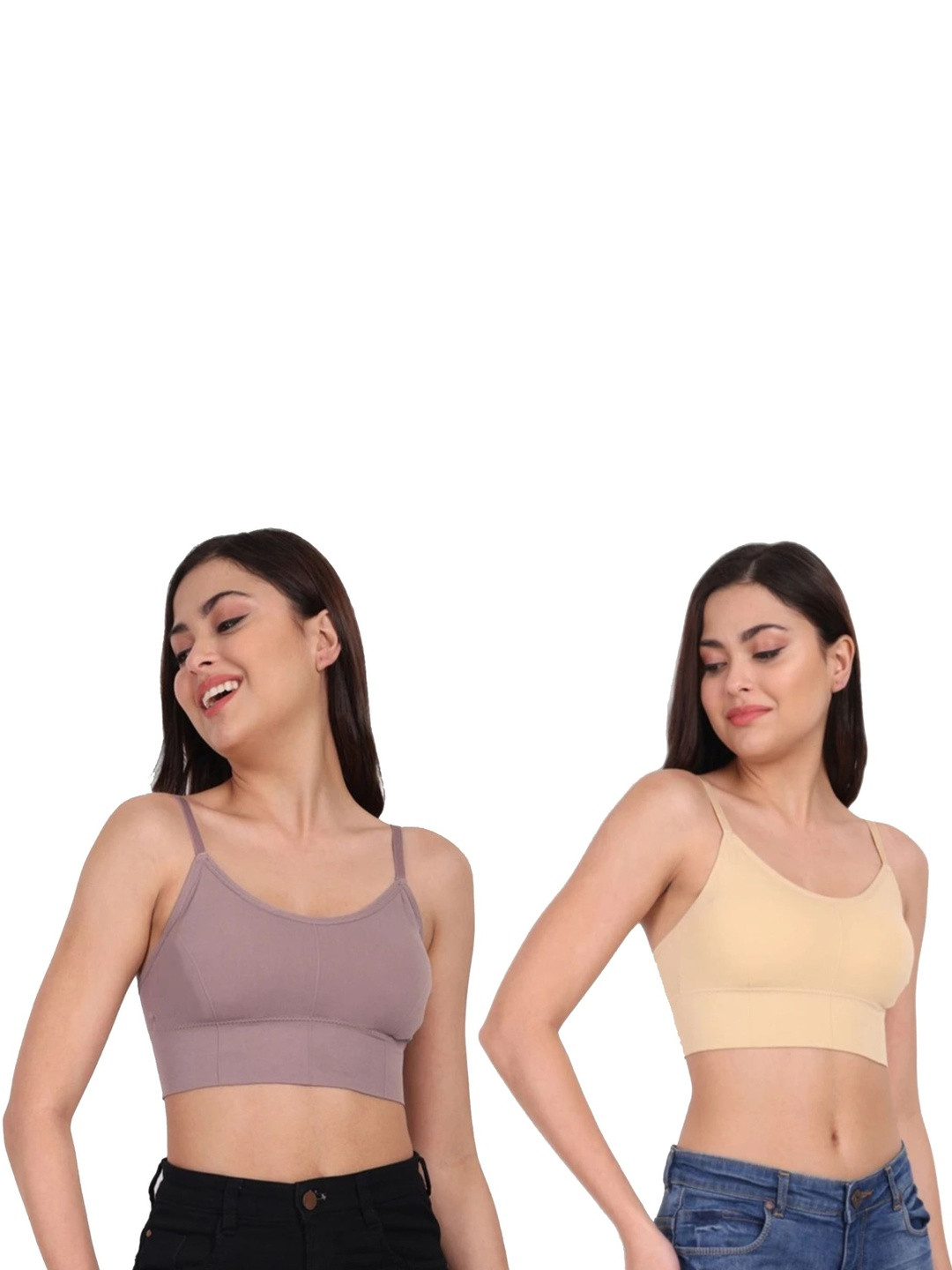 RUDRA BUSINESS Pack of 2 Full Coverage Lightly Padded Non-Wired Bralette Bra