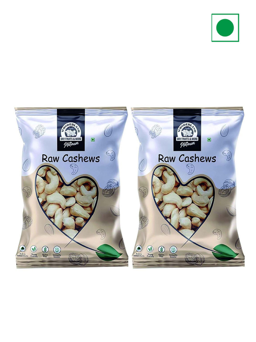 Wonderland Foods Set Of 2 Foods Premium Hand Picked Platinum Cashew 500g Each