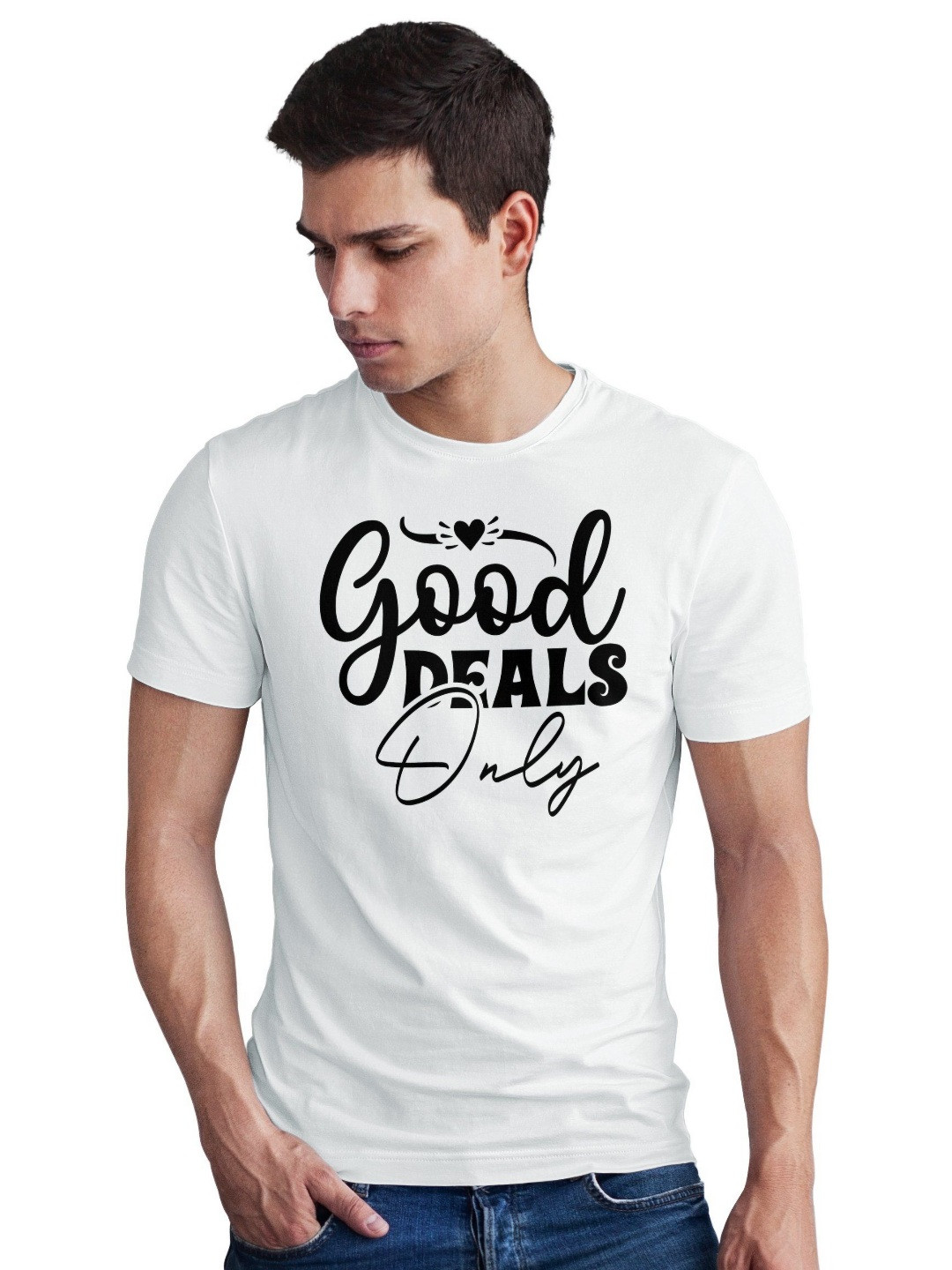Seekbuylove Men Bio Finish Good Deals Only Round Neck Pure Cotton T-shirt