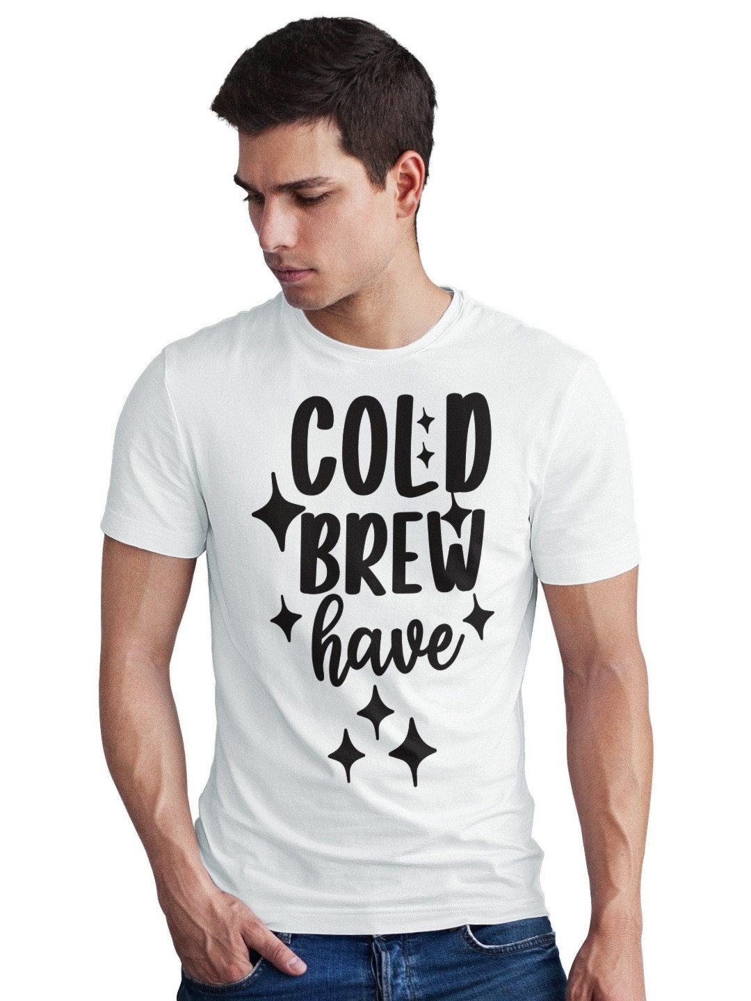 Seekbuylove Men Bio Finish Cold Brew Have Round Neck Pure Cotton T-shirt