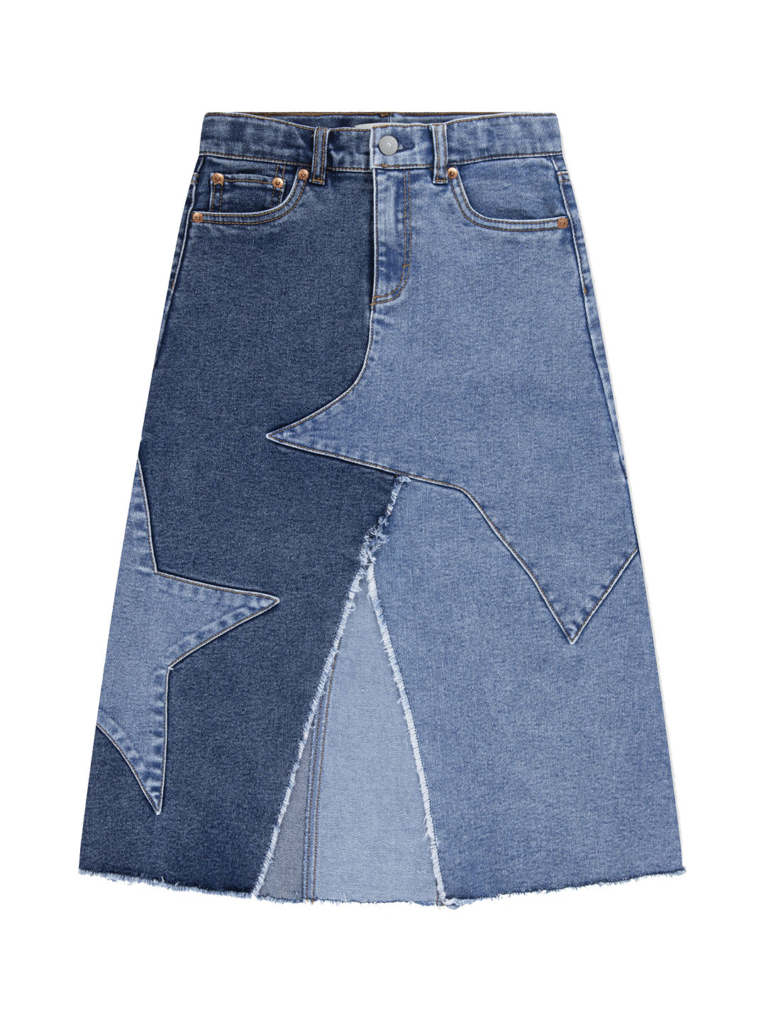 Levis Girls Western Front Slit Pure Cotton A-Line Midi Skirt