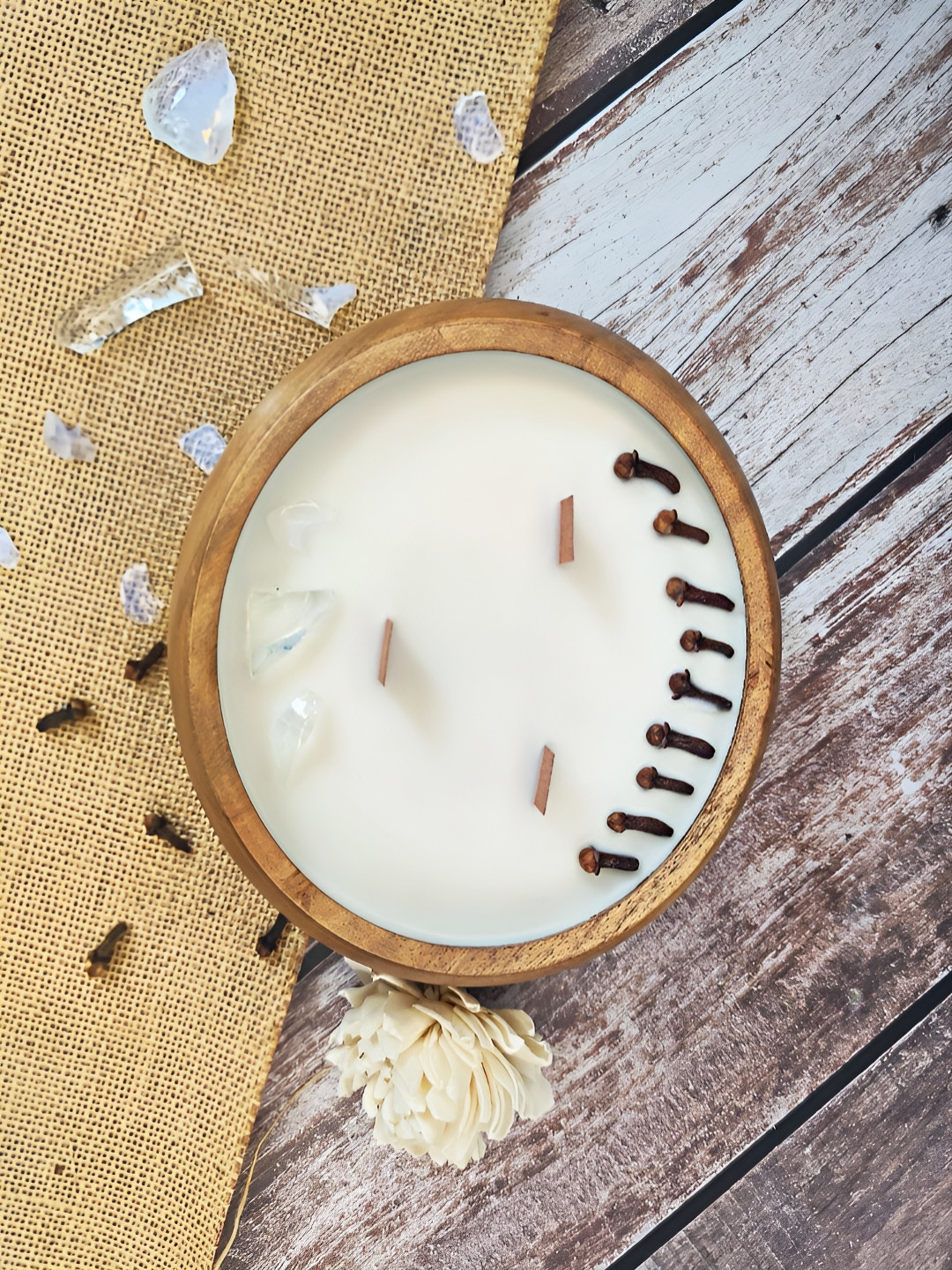 Candle Nest Brown & White Camphor Wooden Jar Candle