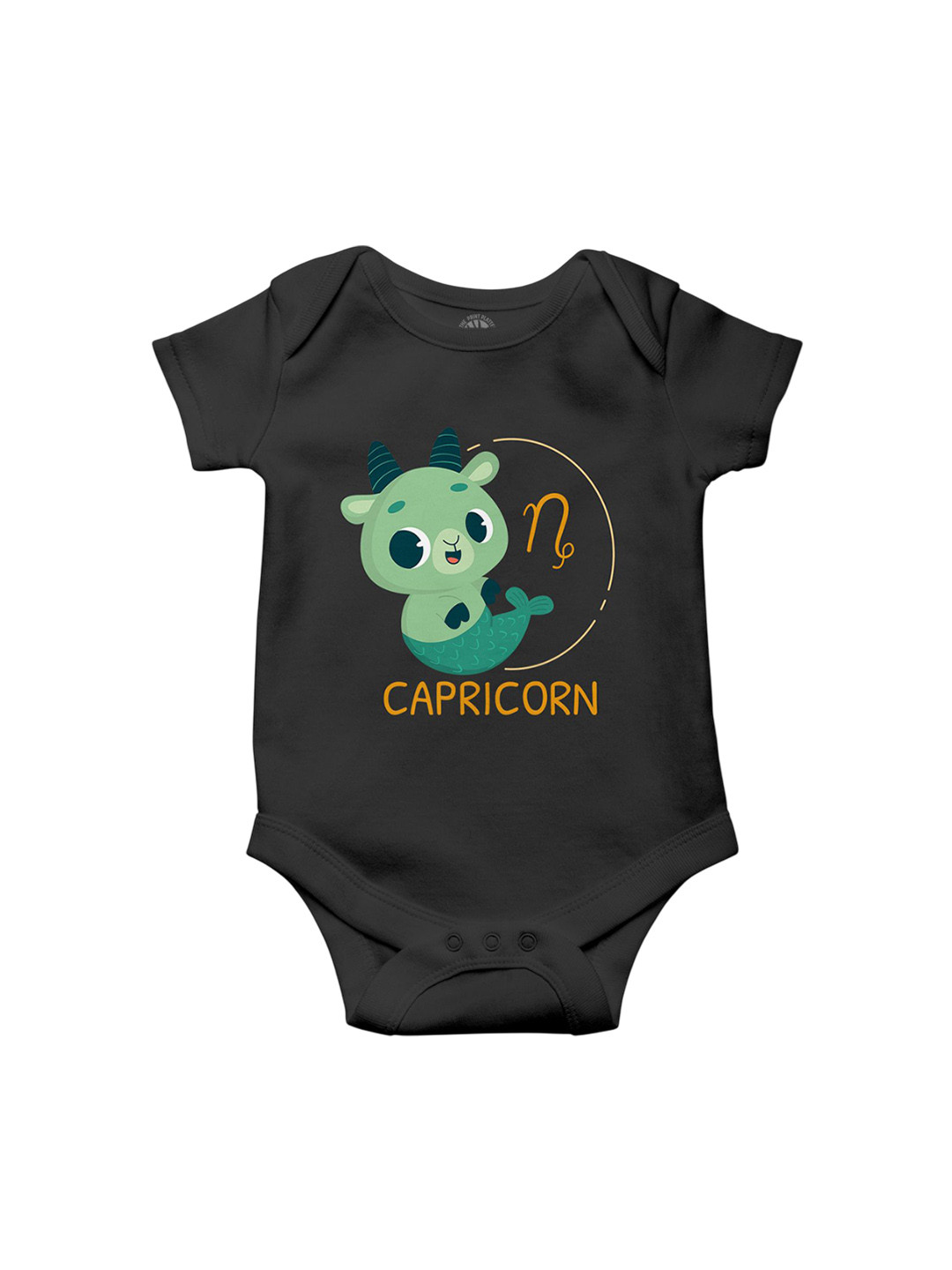 THE PRINT PLATTER Infants Capricornus Printed Bio Wash Envelope Neck Cotton Bodysuit