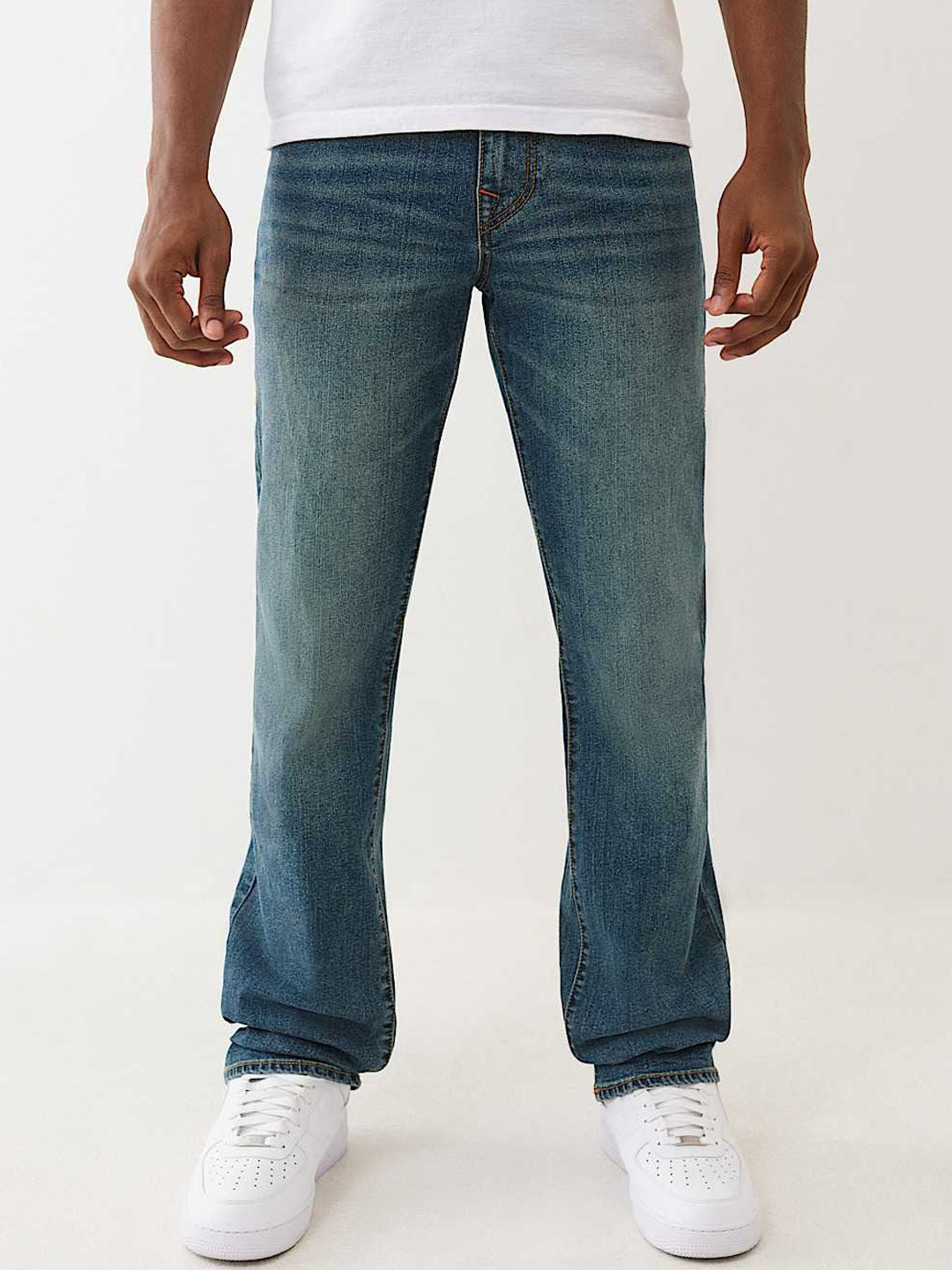 True Religion Straight Fit Mid-Rise Light Fade Jeans