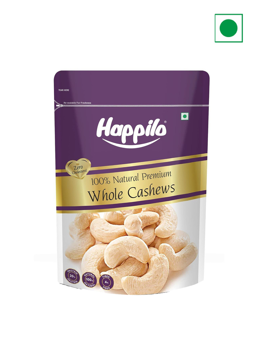 Happilo Premium Natural Whole Kaju/ Cashews 900 g