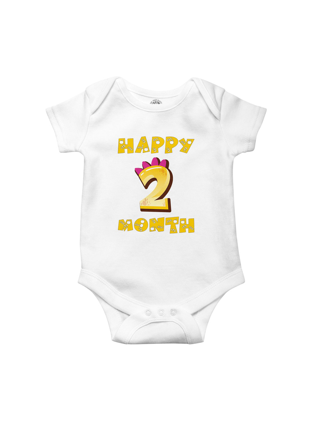 THE PRINT PLATTER Infants Happy 2 Month Printed Cotton Ultra Bio Wash Bodysuit