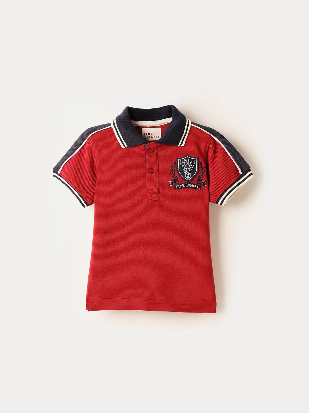 Blue Giraffe Boys Self Design Polo Collar Tshirt