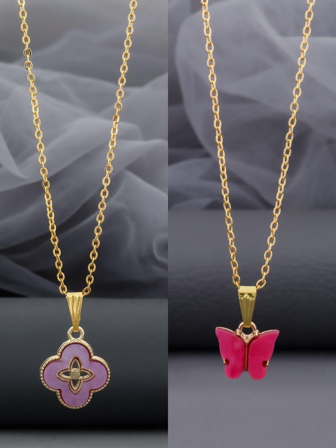 SZN Pack Of 2 Gold-Plated S-Hook Chain Necklace