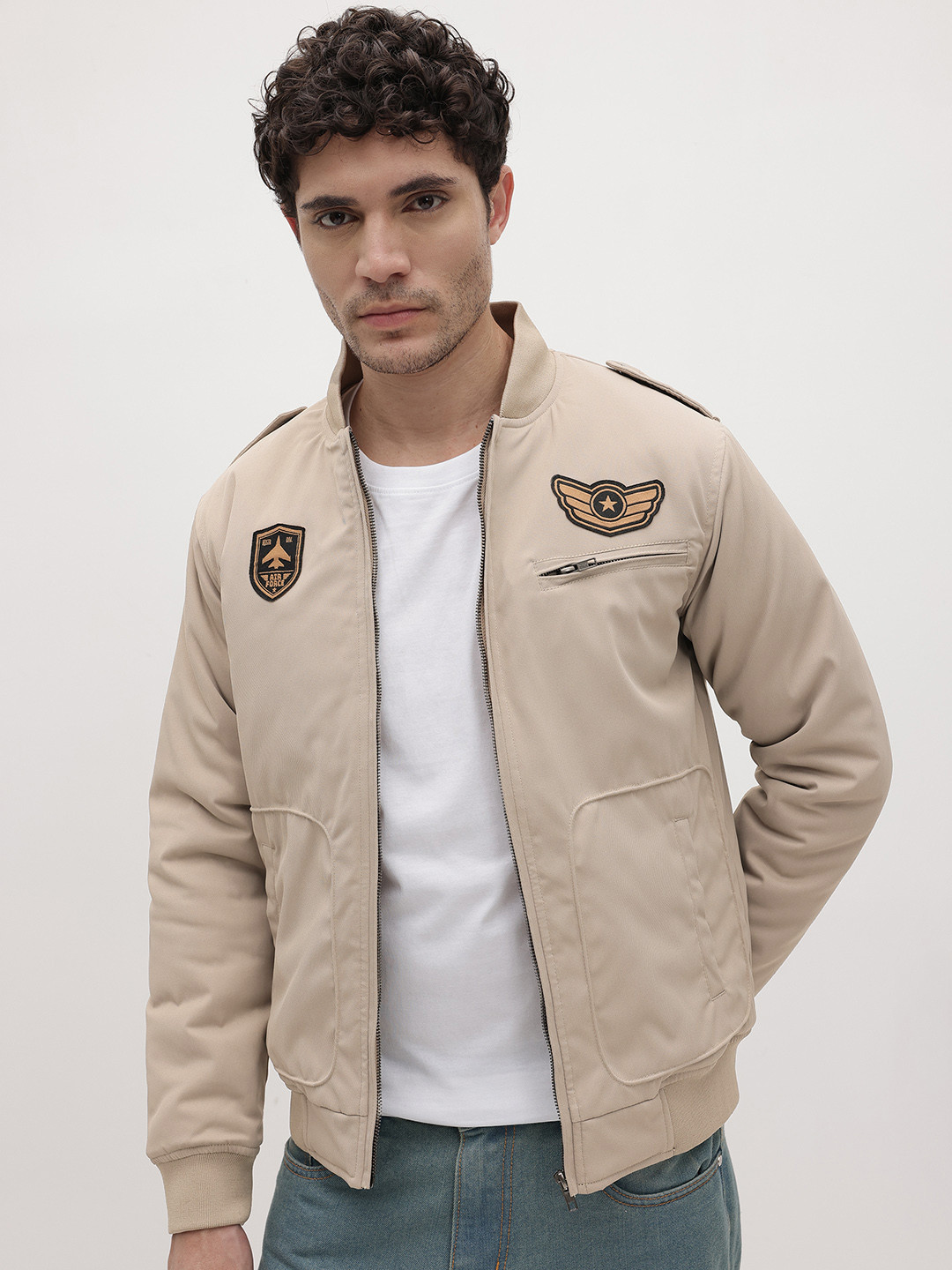 The Roadster Life Co. Applique Shoulder Tab Bomber Jacket