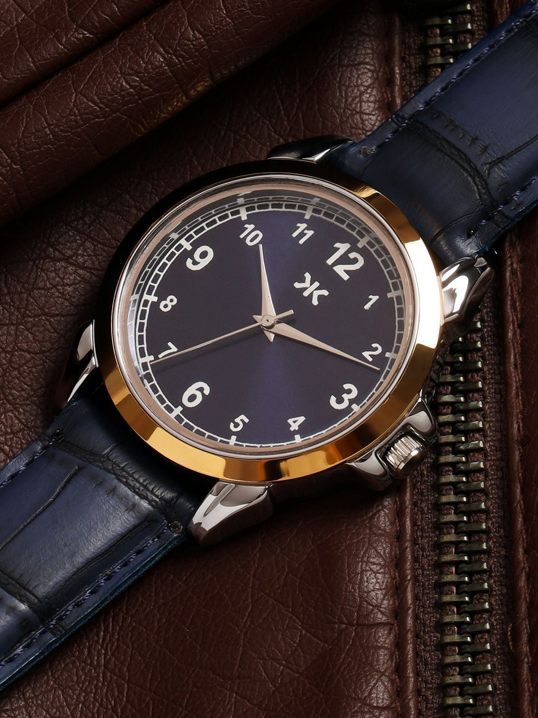 Killer Men Leather Straps Reset Time Round Dial Shaped Analogue Watch