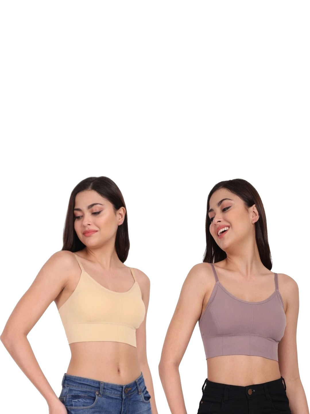 RUDRA BUSINESS Pack Of 2 Cotton Full Coverage Lightly Padded T-Shirt Bras
