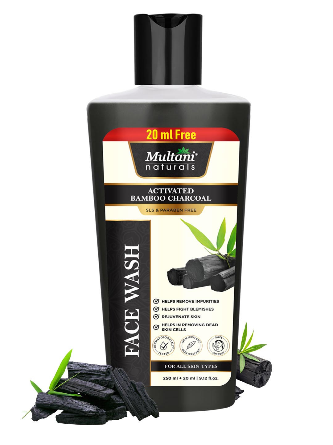 Multani Naturals Activated Bamboo Charcoal Face Wash - 270 ml