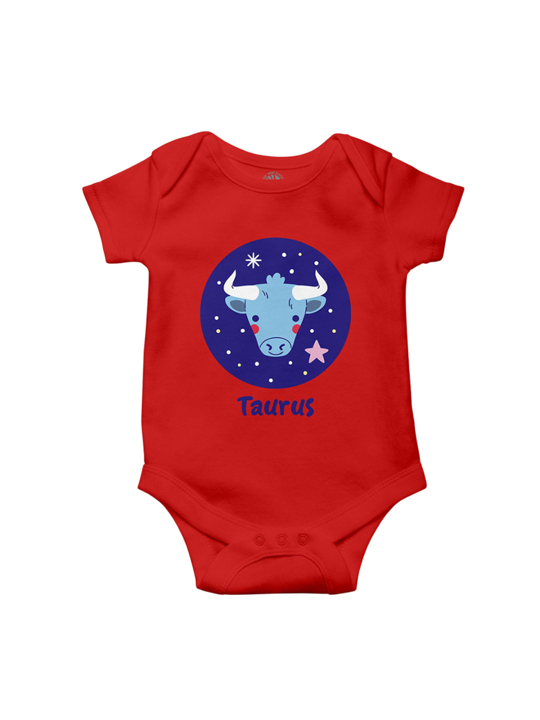 THE PRINT PLATTER Infants Taurus Printed Bio Wash Envelope Neck Cotton Bodysuit