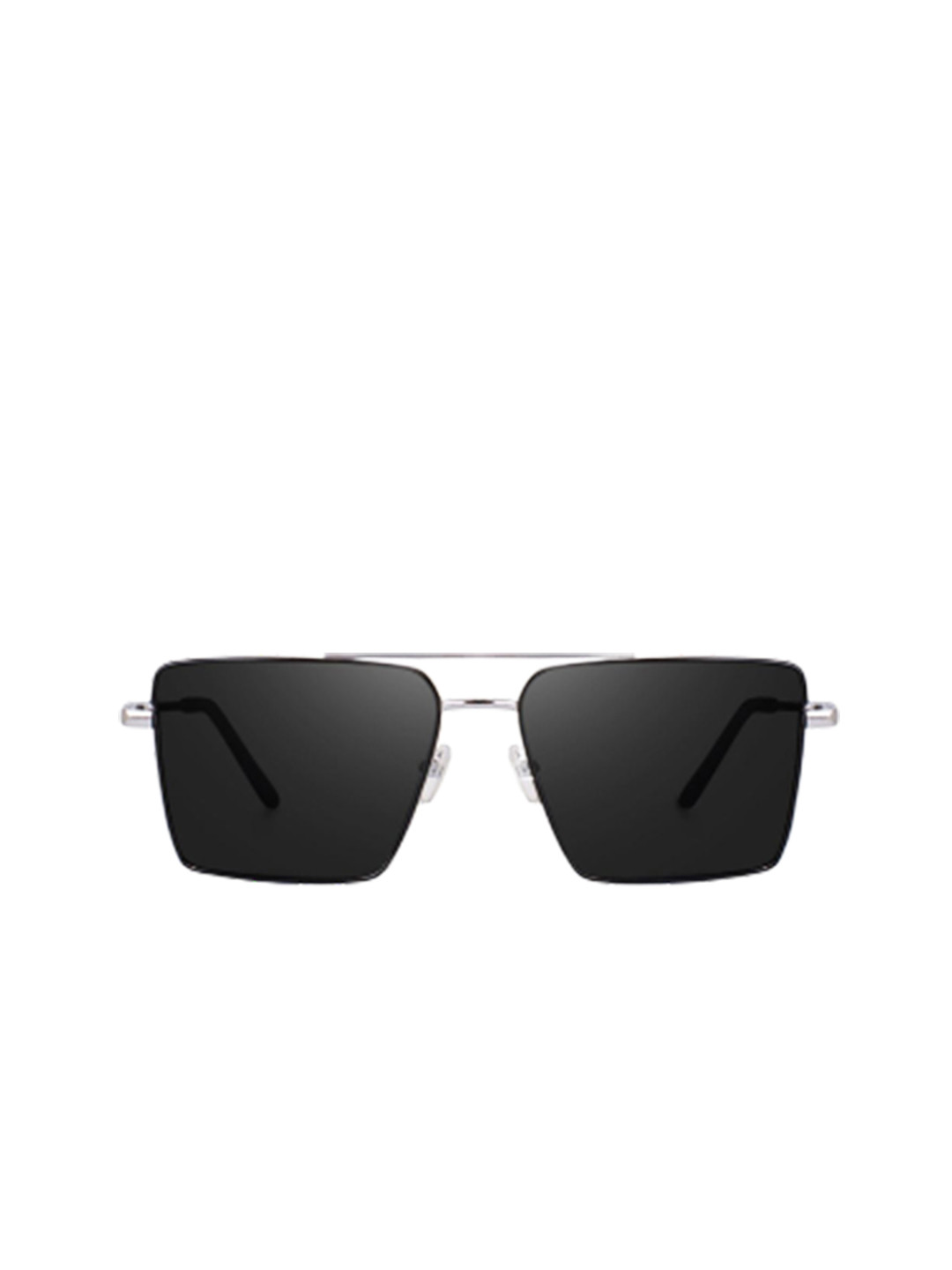 SPADEACES Unisex Square Sunglasses with UV Protected Lens HQ SILVER BLACK SQUARE -35_21