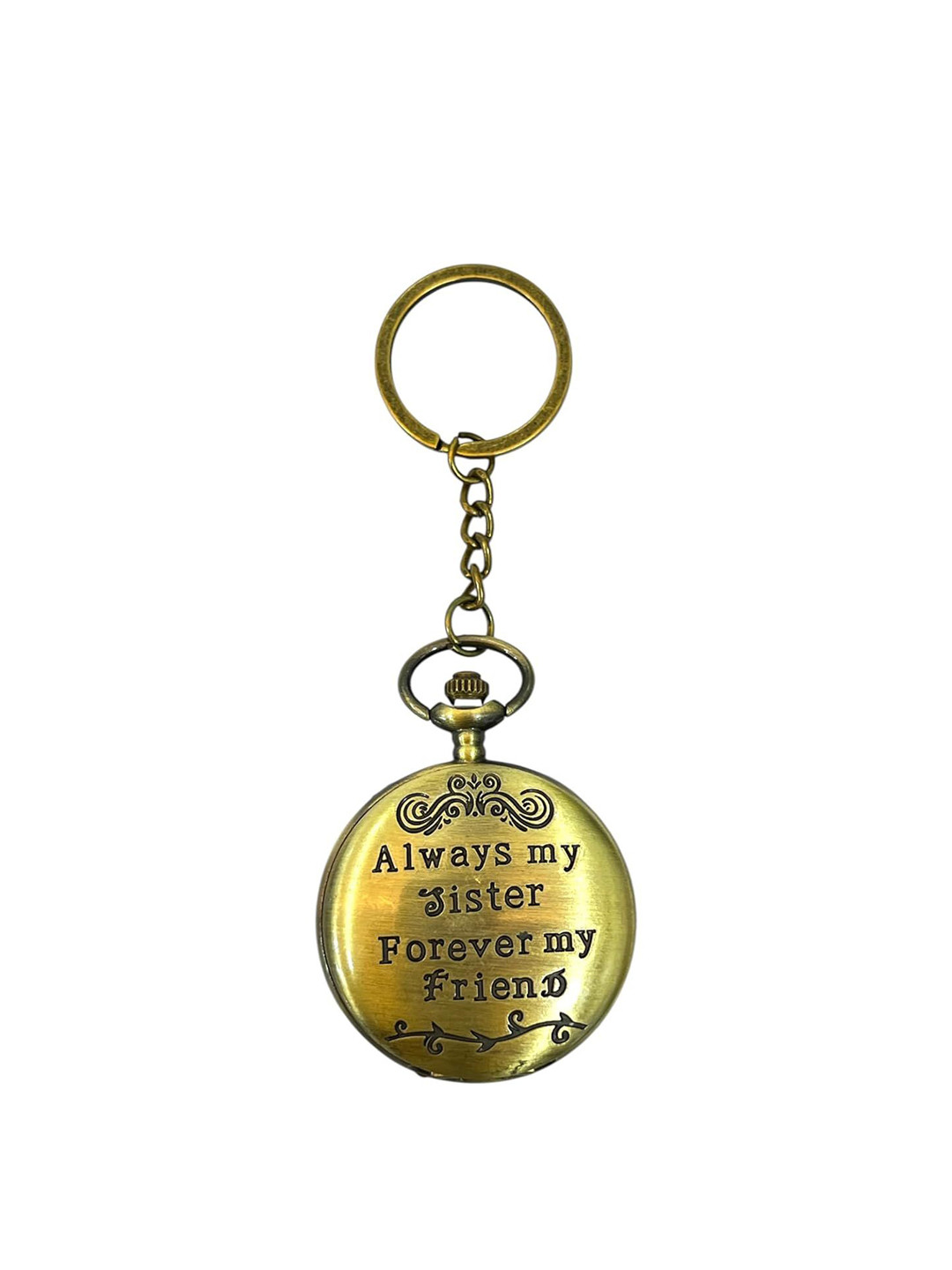 AUGEN Sister Design Retro Vintage Pocket Watch Key Chain With Key Ring