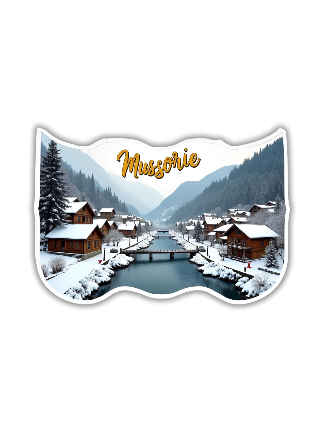 GIFTODAY White & Grey Mussorie Printed Fridge Magnets
