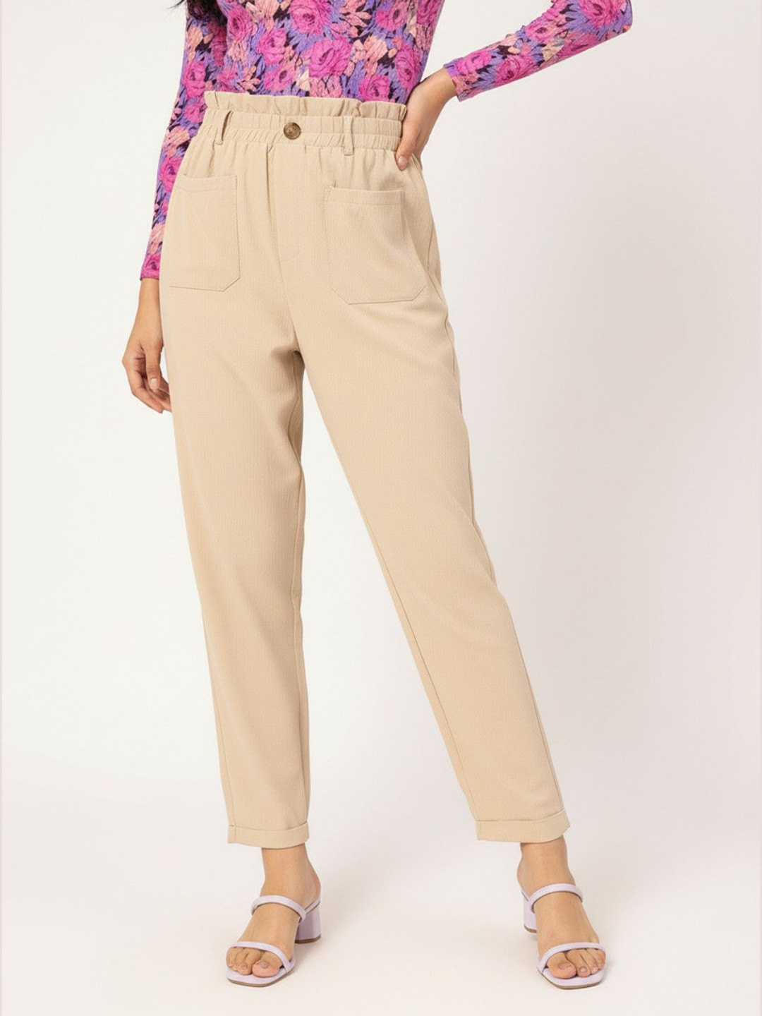 DressBerry Comfycore Utility Pockets Slip-On Textured Trousers