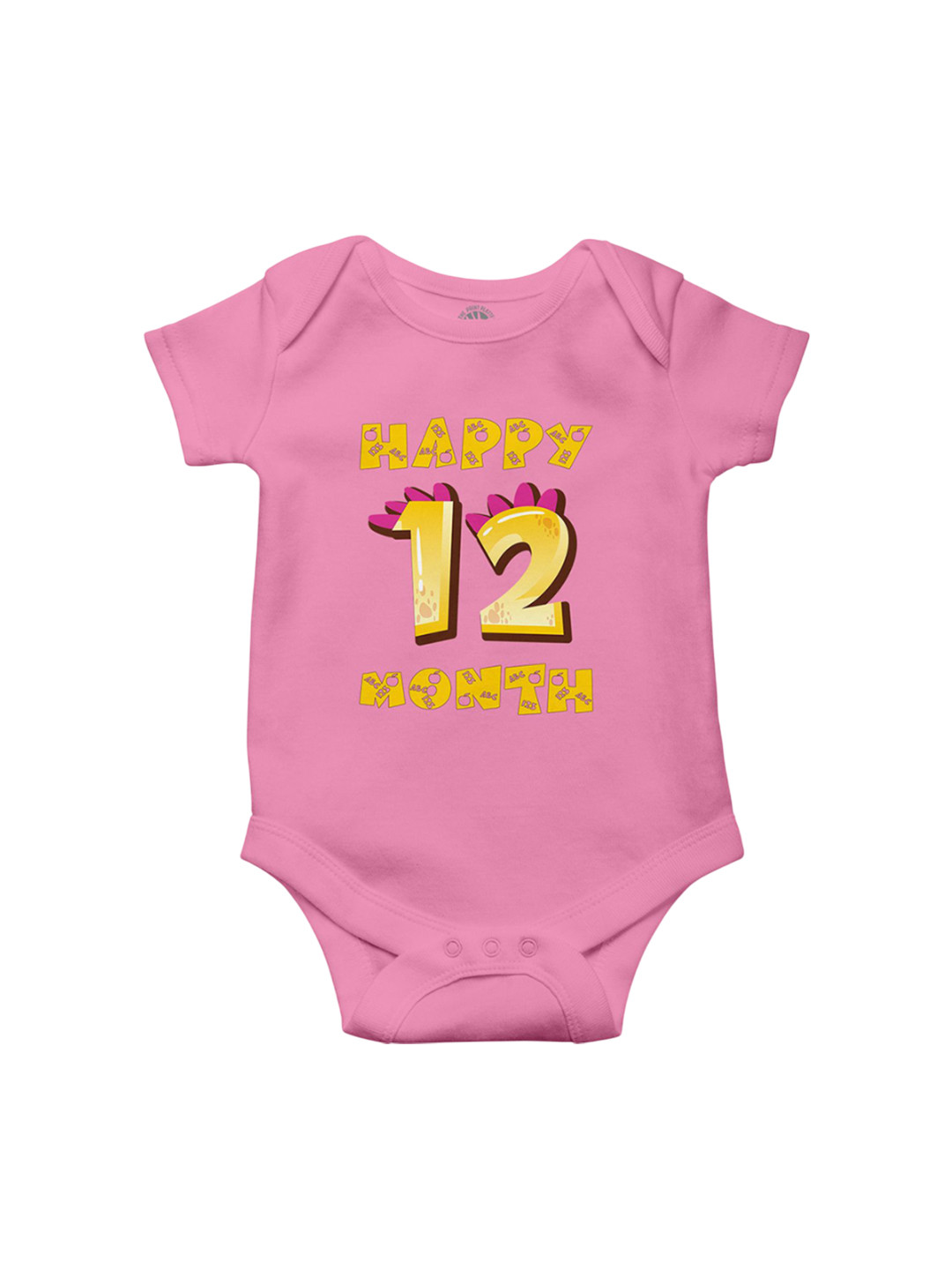 THE PRINT PLATTER Infants Happy 12 Month Printed Cotton Ultra Bio Wash Bodysuit