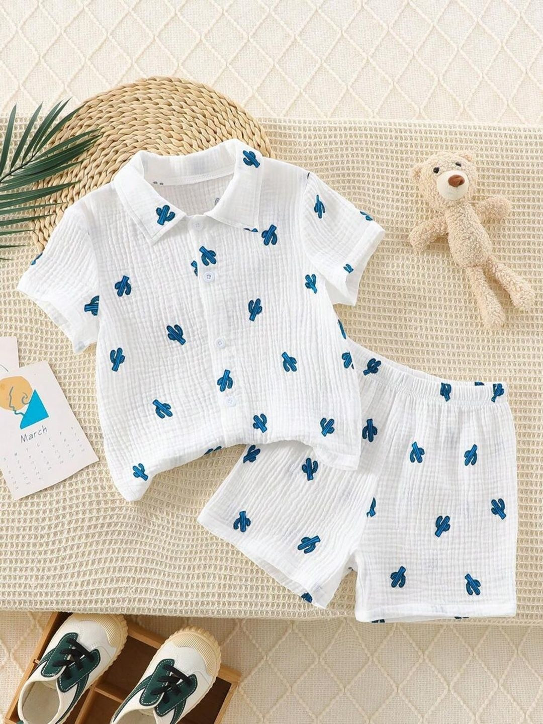 SuratKidsHouse Infant Kids Printed Shirt Collar Shirt & Shorts