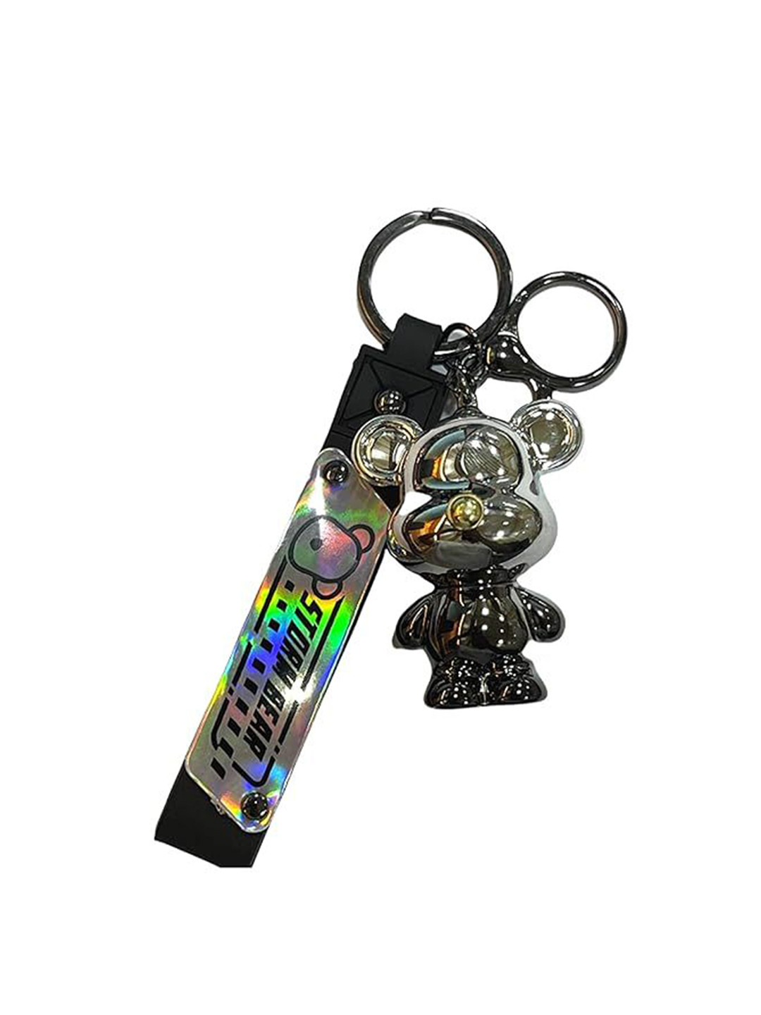 AUGEN Textured Metalic Teddy Bear Storm Bear Key Chain