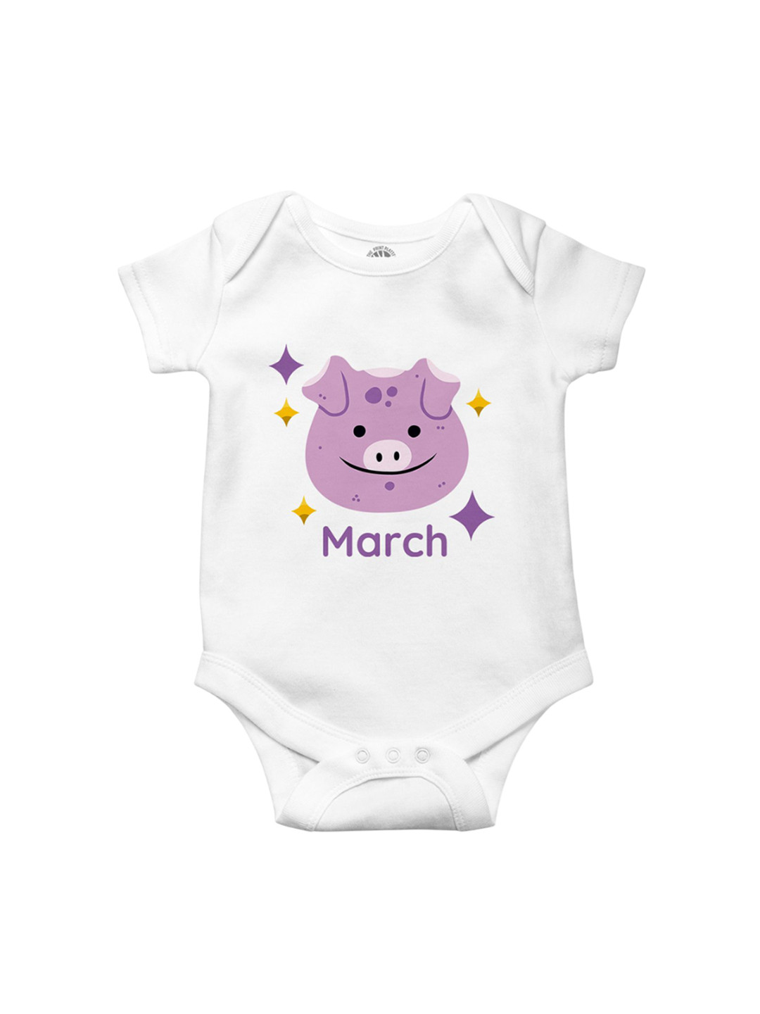 THE PRINT PLATTER Kids March Printed Envelope Neck Cotton Bodysuit