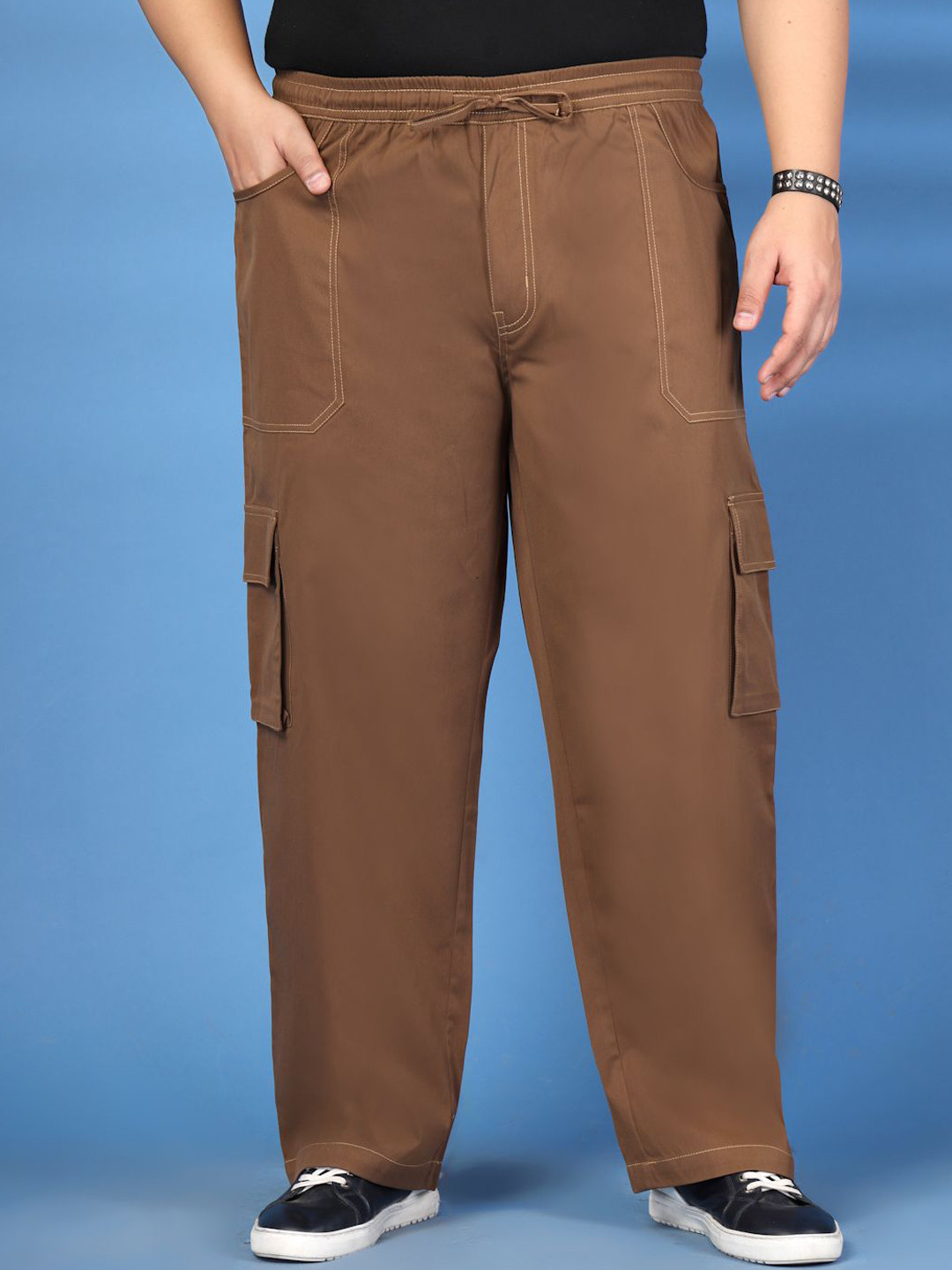 plusS Men Regular Fit Cargos Track Pants
