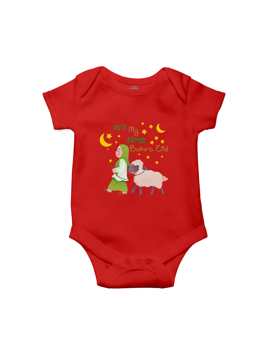 THE PRINT PLATTER Infants Bakra Eid Printed Cotton Envelope Neck Ultra Bio Wash Bodysuit