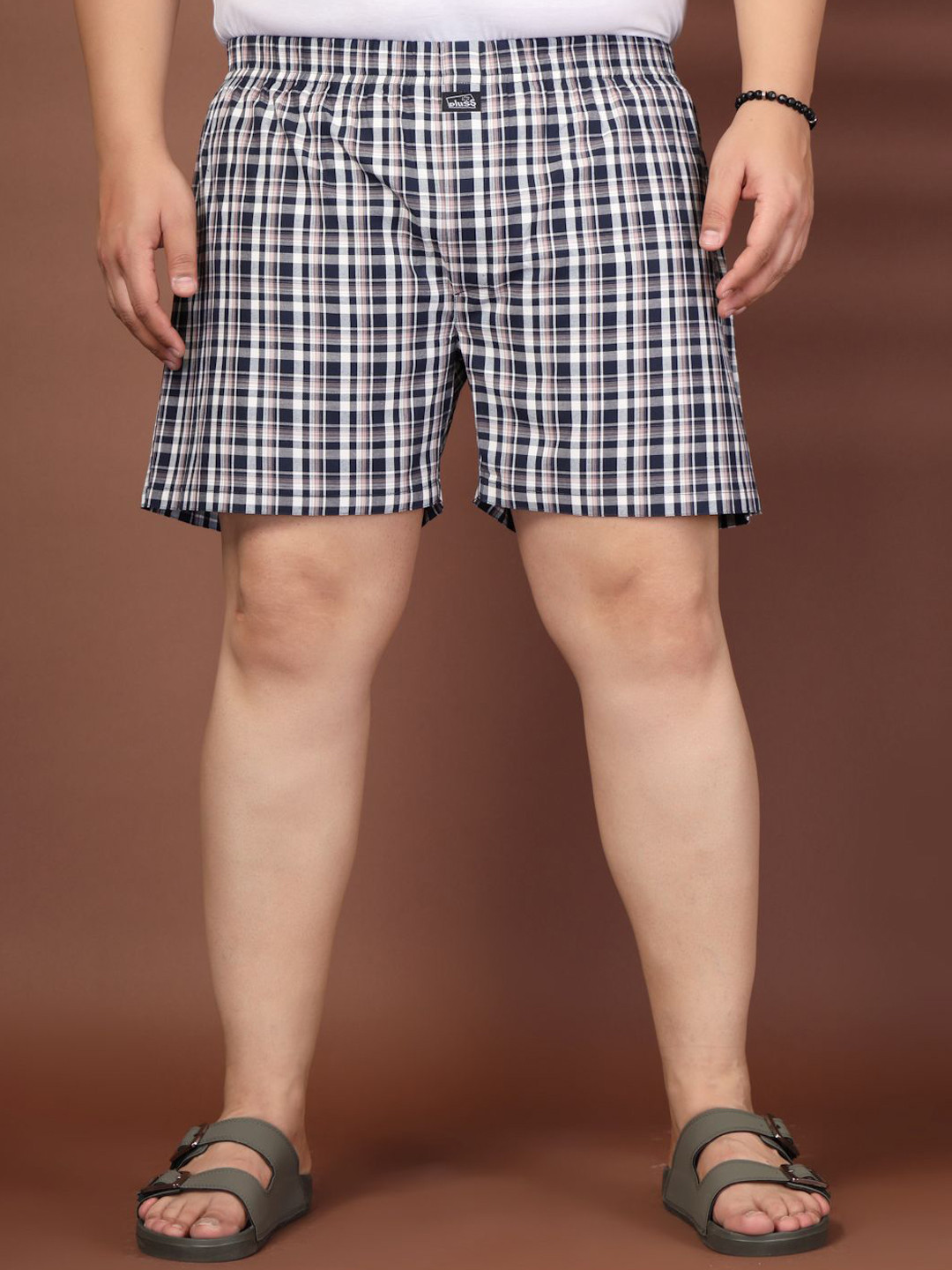 plusS Plus Size Checked Cotton Mid-Rise Boxers