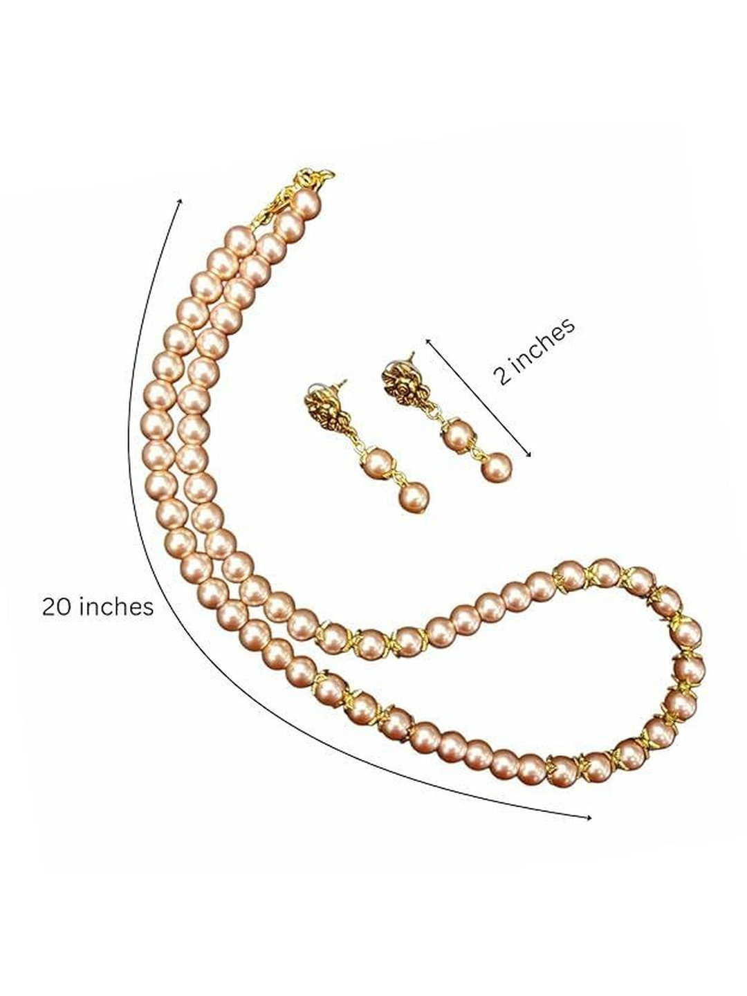 Navrabeads Glass Pearls Beaded Necklace With Matching Earrings