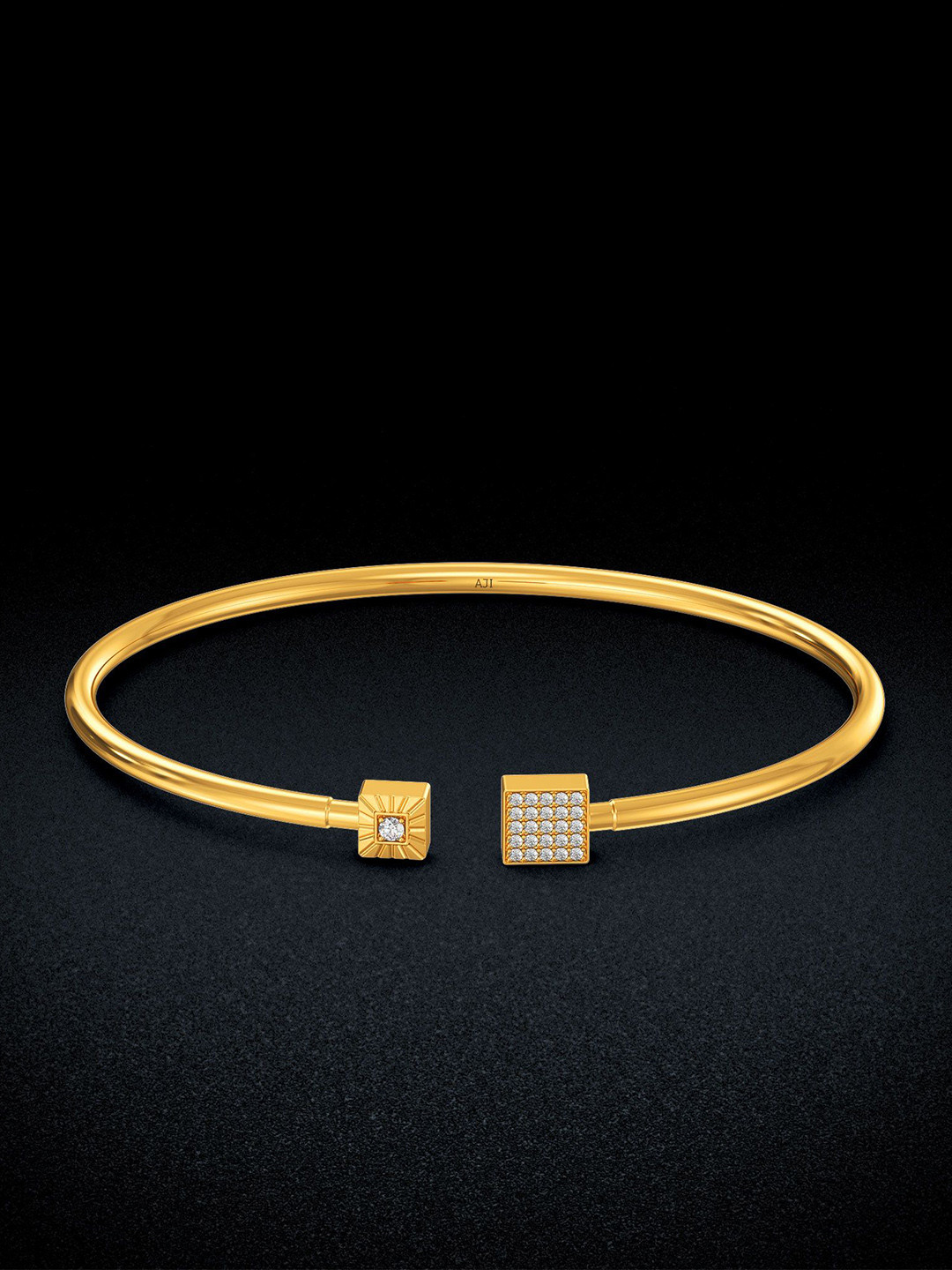 Joyalukkas Women 22 KT Square Sparkle Gold Bangle- 4.908 gms