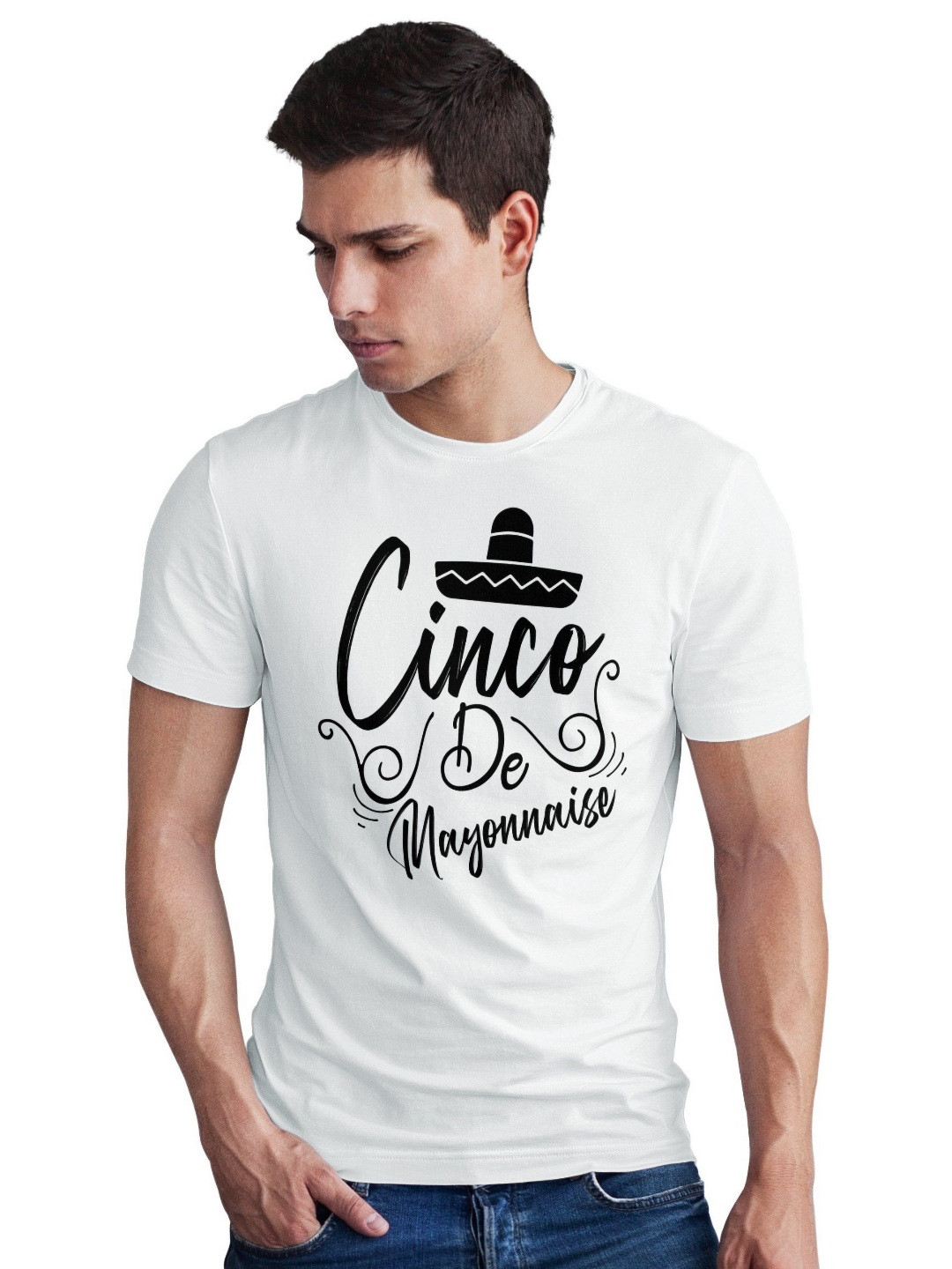 Seekbuylove Men Bio Finish Cinco De MayonnaiseRound Neck Pure Cotton T-shirt