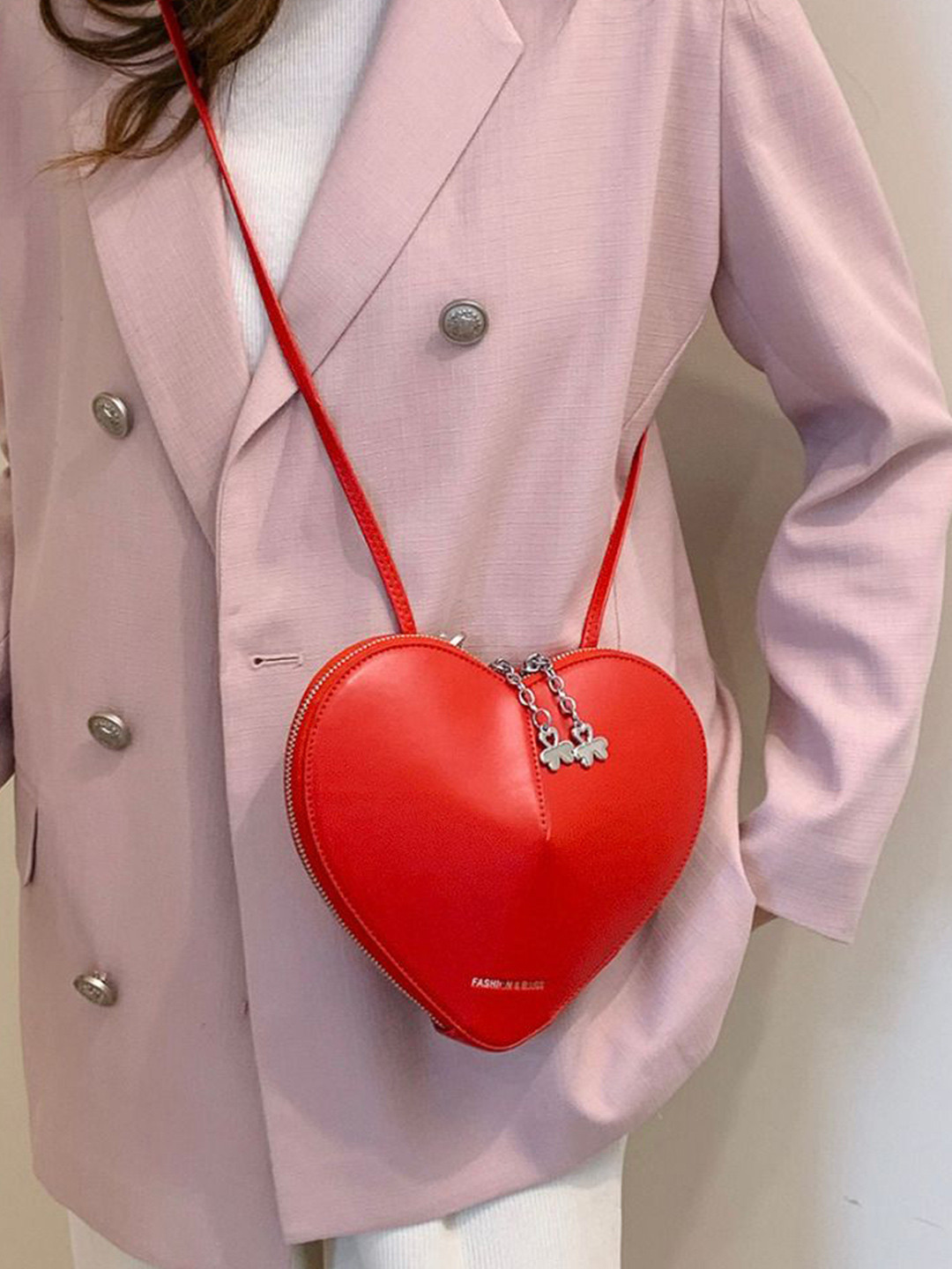 bebe Women Heart Shaped Crossbody Sling Bag