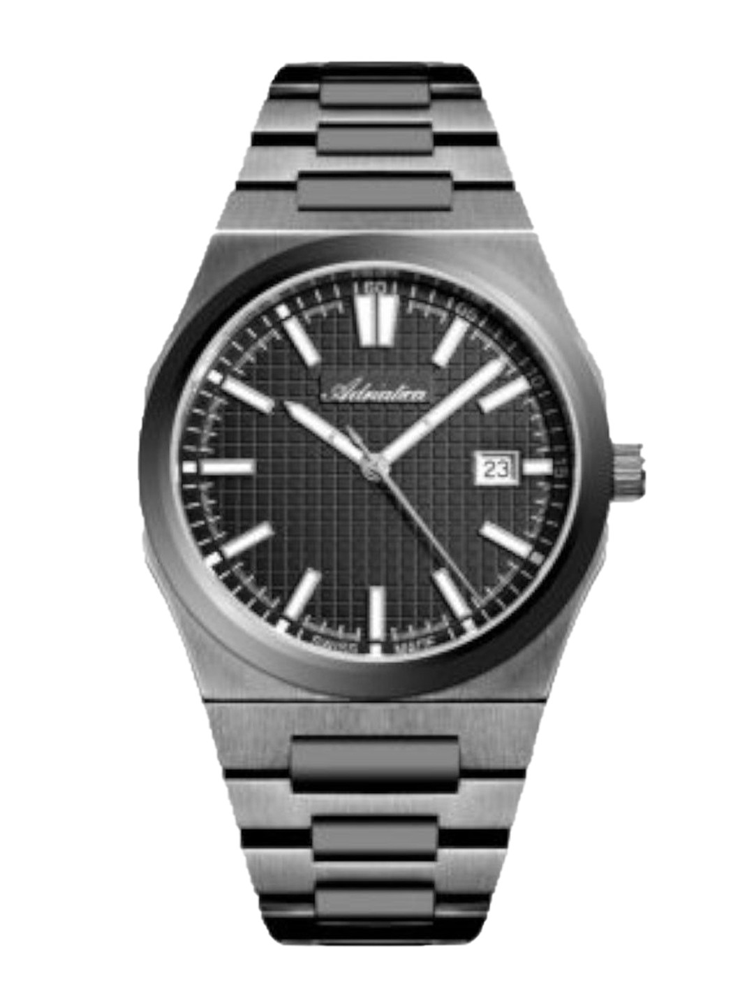 Adriatica Men Textured Dial & Stainless Steel Bracelet Style Strap Watch A8326.S116Q