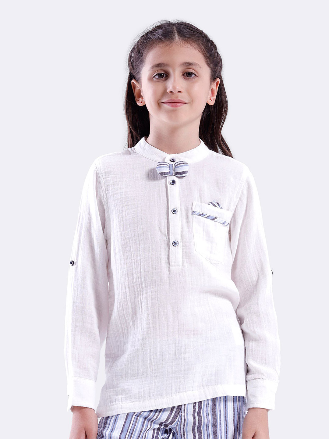 KATE & OSCAR Infants Kids Band Collar Regular Fit Cotton Casual Shirt