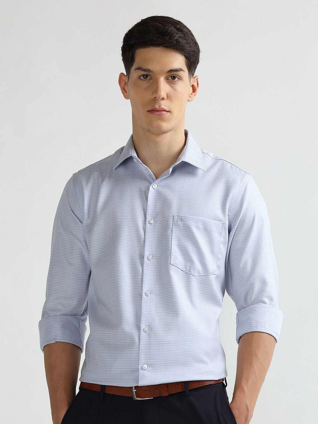 Arrow Men Liberty Checked Spread Collar Pure Cotton Formal Shirt