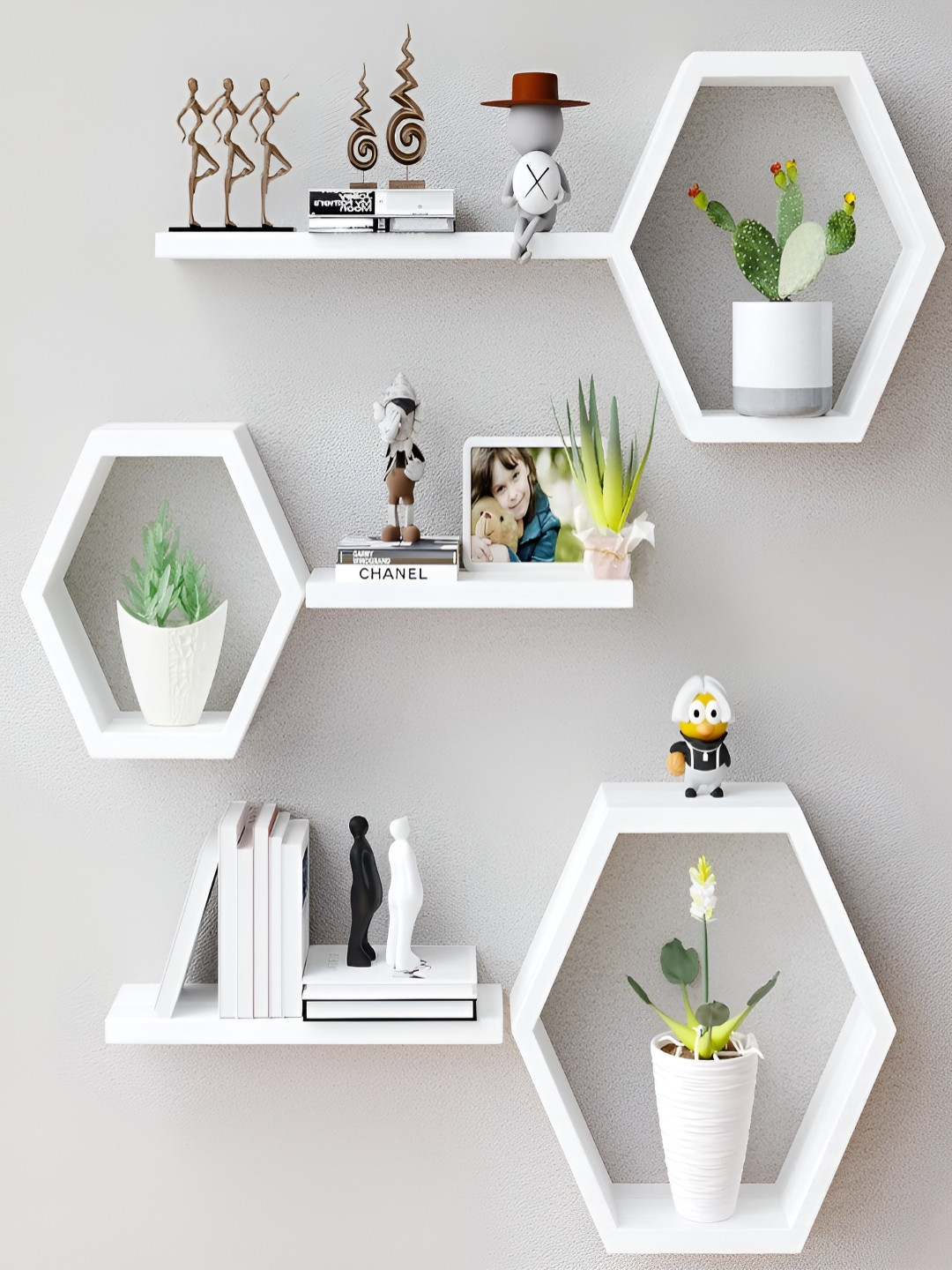 AR SABRI SHOPEE Arif Rao White MDF Geometric Basic Wall Shelf