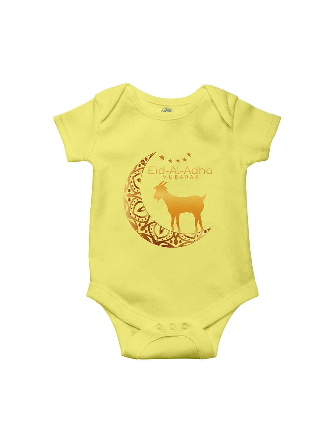 THE PRINT PLATTER Infants Eid  Printed Envelope Neck Short Sleeves Cotton Bodysuit