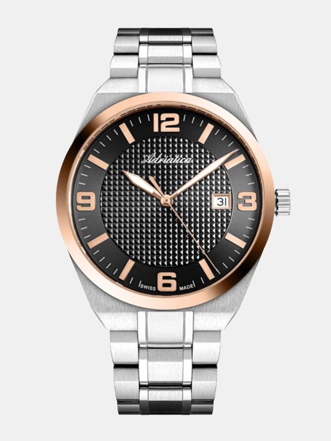 Adriatica Men Textured Dial & Stainless Steel Straps Analogue Watch A8343.R156Q