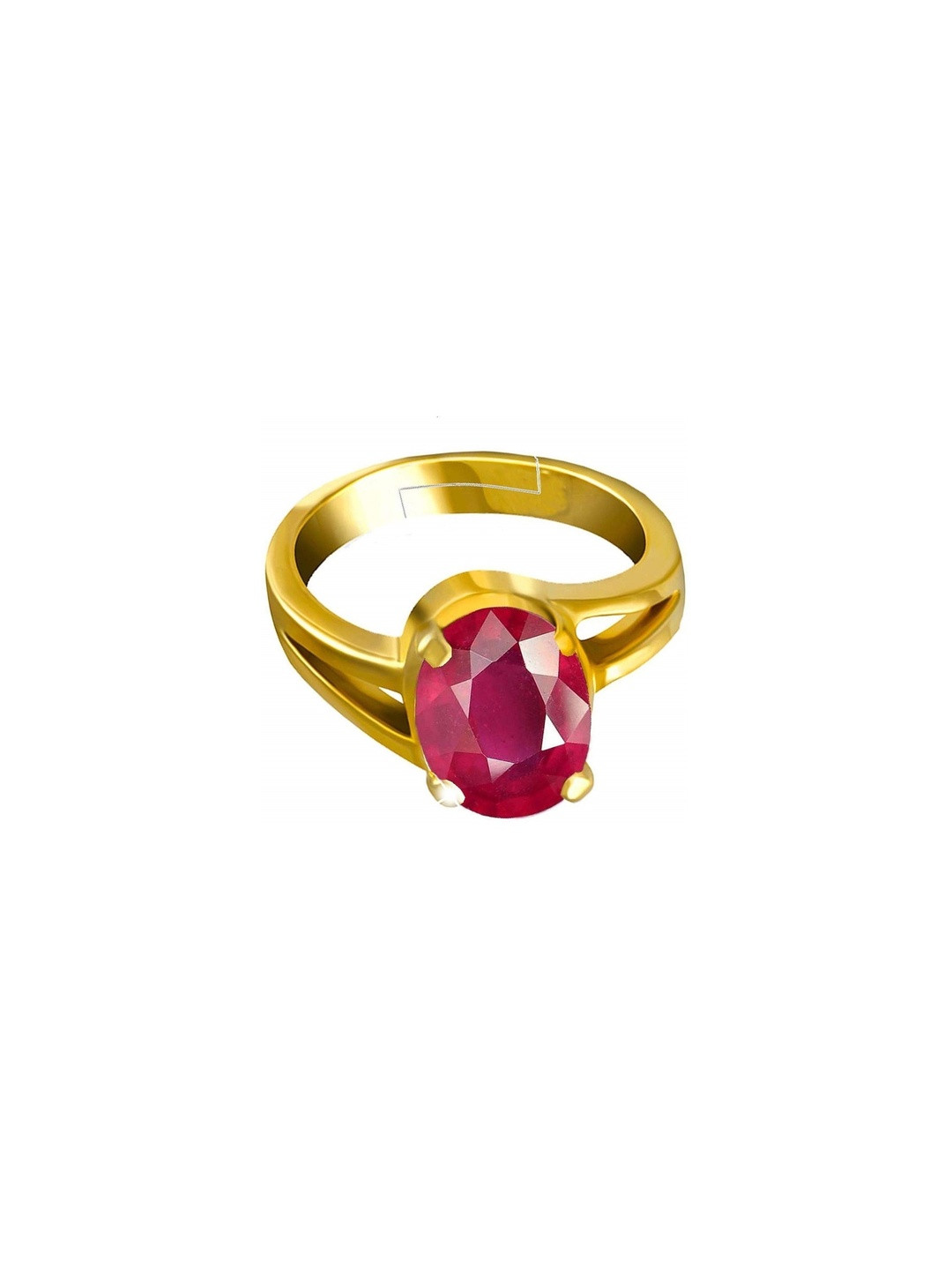 RAVIOUR LIFESTYLE Unisex Gold-Plated 8.25 Carat Ruby Stone Studded Finger Ring