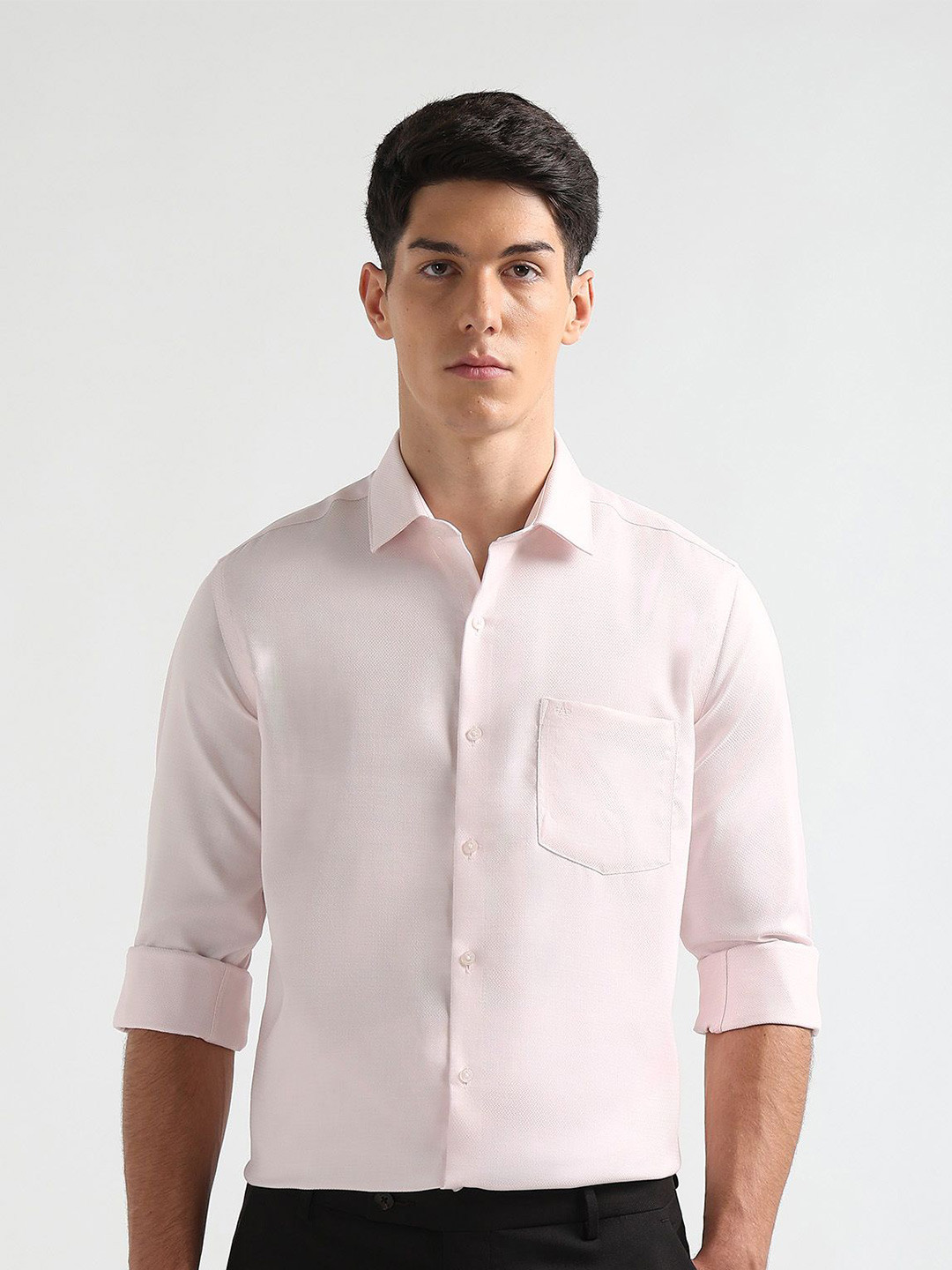 Arrow Men Dobby Slim Fit Textured Spread Collar Pure Cotton Formal Shirt