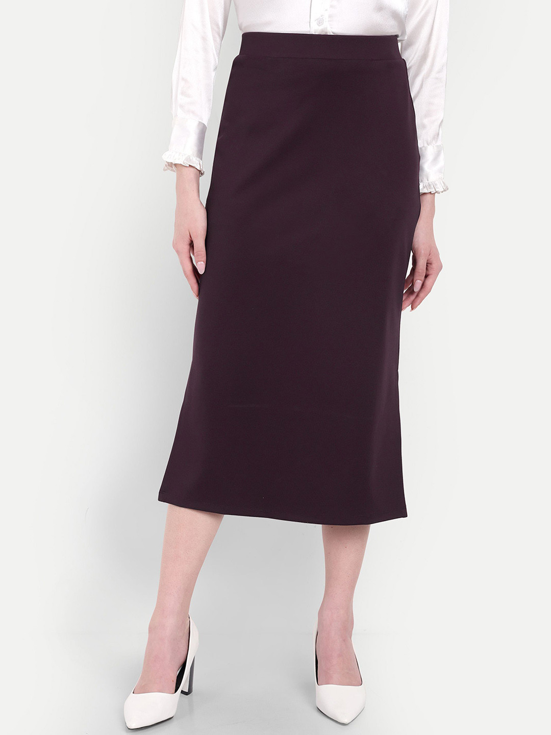 FairLeaf Pencil Midi Skirt With Side Slits