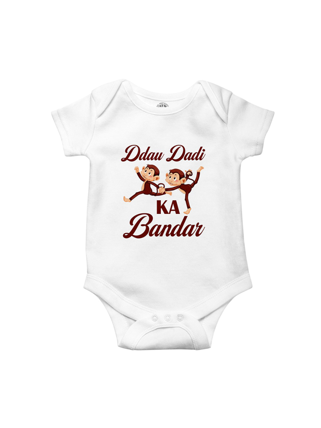 THE PRINT PLATTER Infants Kids Dadu Dadi Ka Bandar Printed Cotton Bodysuit