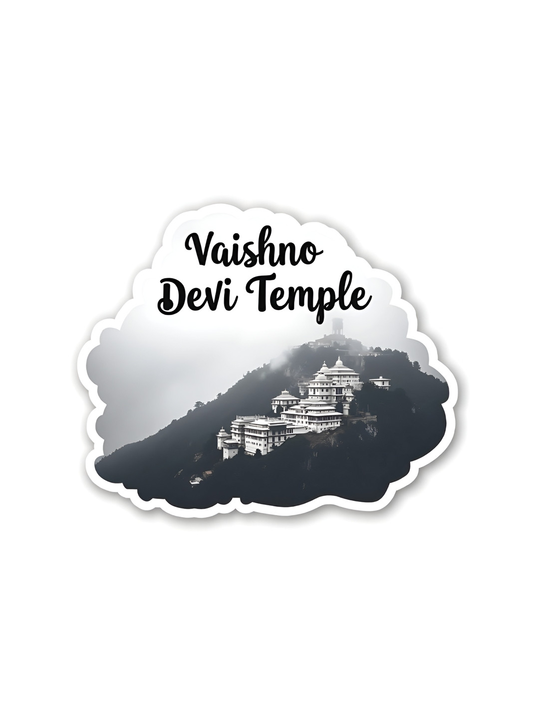 GIFTODAY Black & White Vaishnodevi Temple Printed Fridge Magnets