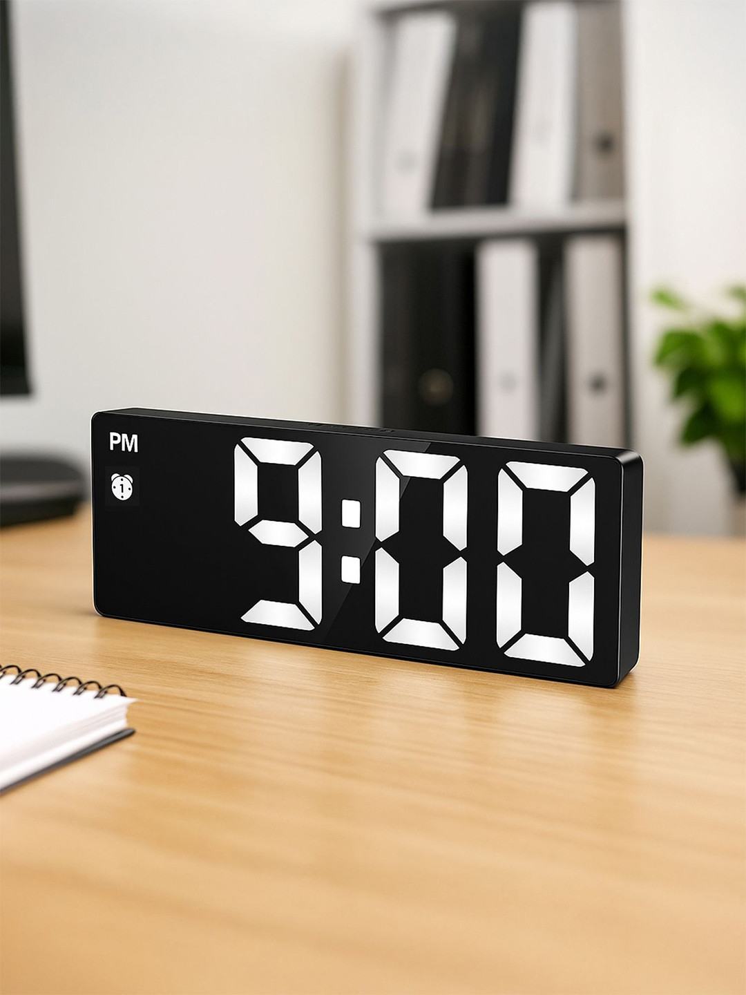 Ekhasa Black & White LED USB Powered & Battery Backup Digital Table Alarm Clock