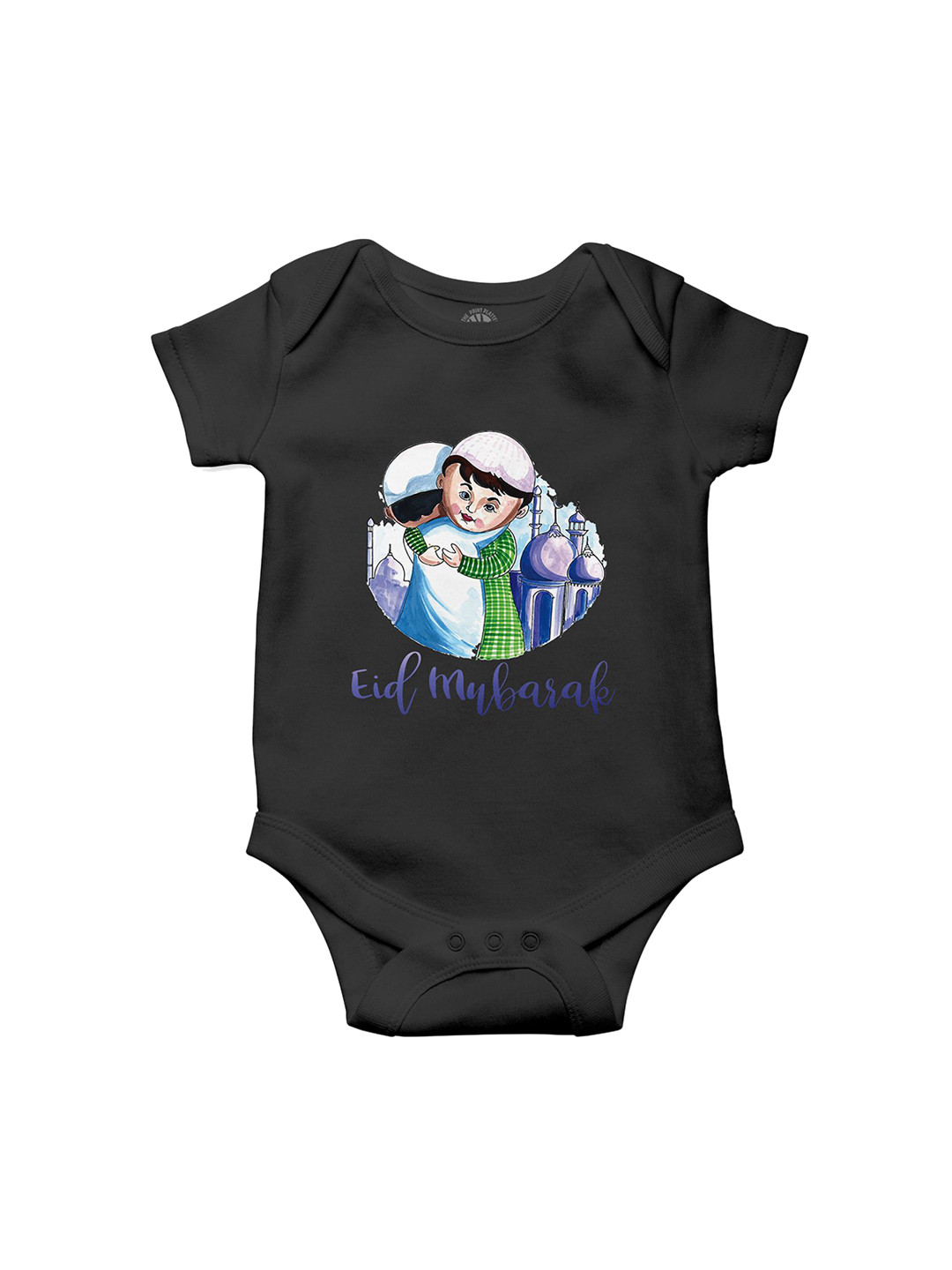 THE PRINT PLATTER Infants Kids Typography Eid Printed Envelope Neck Cotton Bodysuit