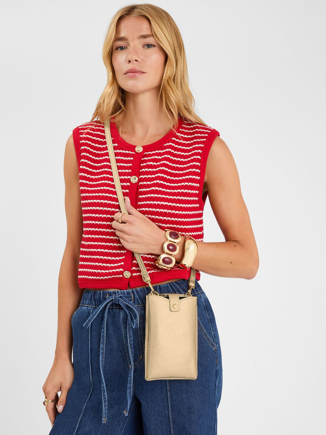 Accessorize Women Textured Crossbody Multipocket Sling Bag