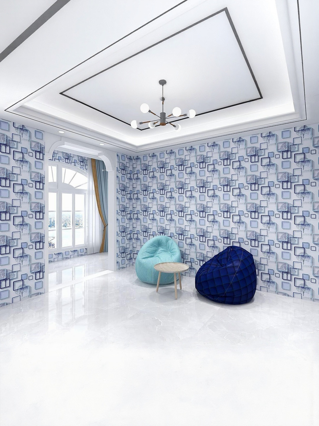 SEKHMET White & Blue Abstract Printed Decals & Stickers