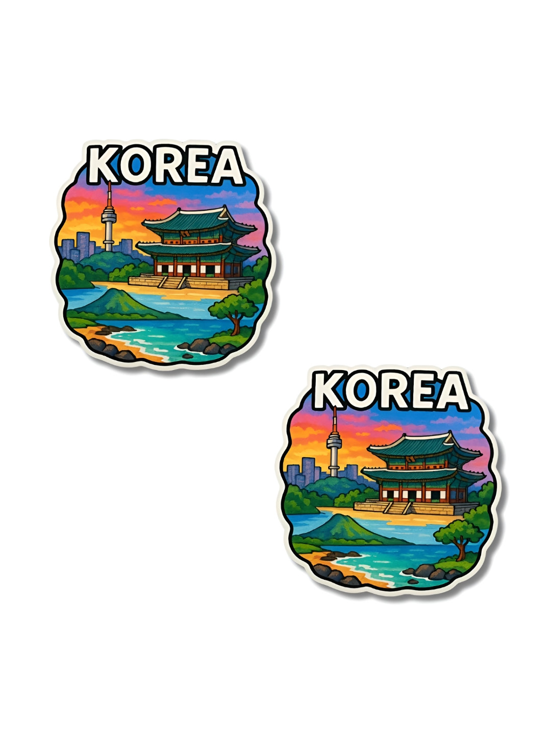 GIFTODAY Set Of 2 South-Korea Theme Decorative Magnets